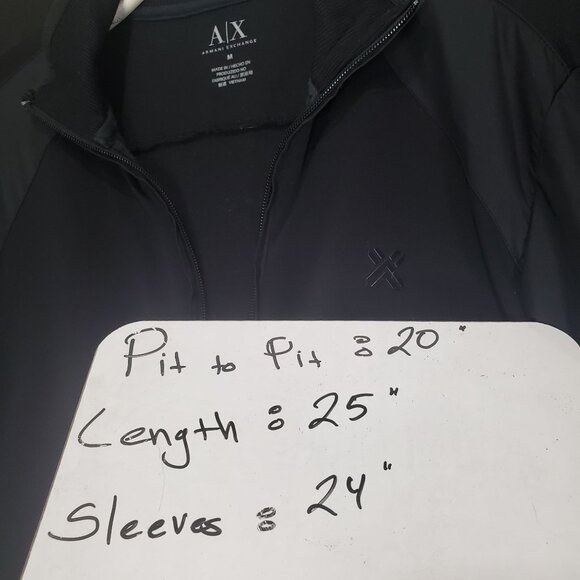 A/X ARMANI EXCHANGE Womens Jacket Medium Bomber Zip Up Log Color Block Black - Picture 4 of 10